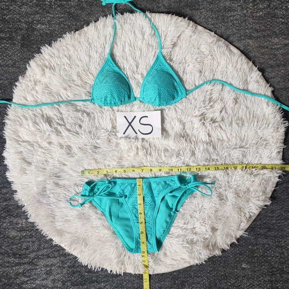 Turquoise Triangle Halter Bikini Set XS - Picture 5 of 8